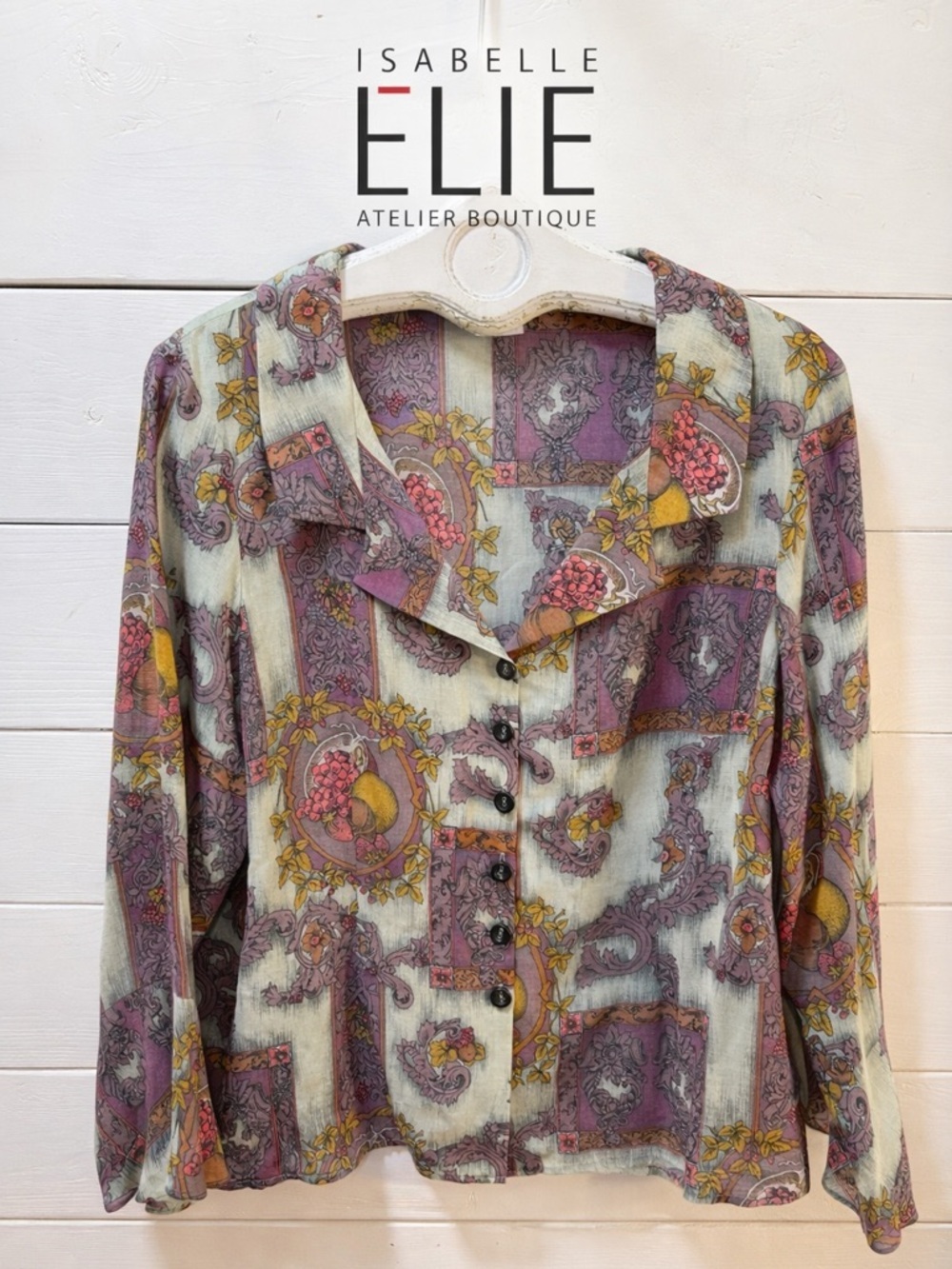 ISABELLE ELIE BOUTIQUE Multicolor Patterned Wool Blouse Size L
